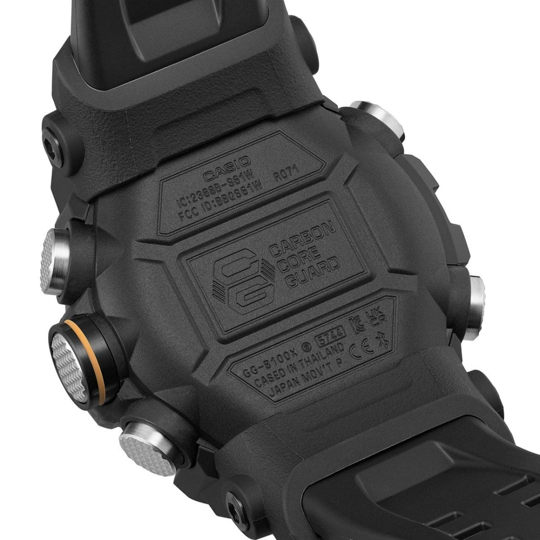 Casio Mudmaster GG-B100X-1AER - cinturino e cassa resina nera - quadrante nero multifunzione - fondello