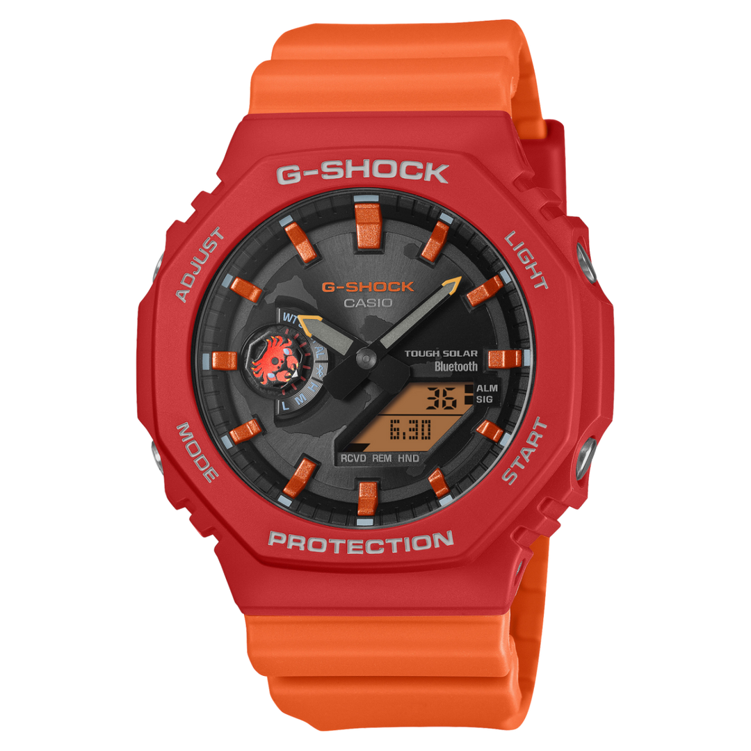 Casio G-SHOCK x Charles Darwin Foundation GA-B2100DF-4AER - cinturino e cassa in resina arancione - quadrante nero multifunzione