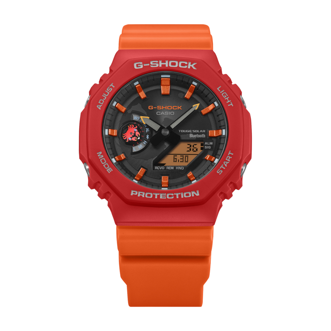 Casio G-SHOCK x Charles Darwin Foundation GA-B2100DF-4AER - cinturino e cassa in resina arancione - quadrante nero multifunzione