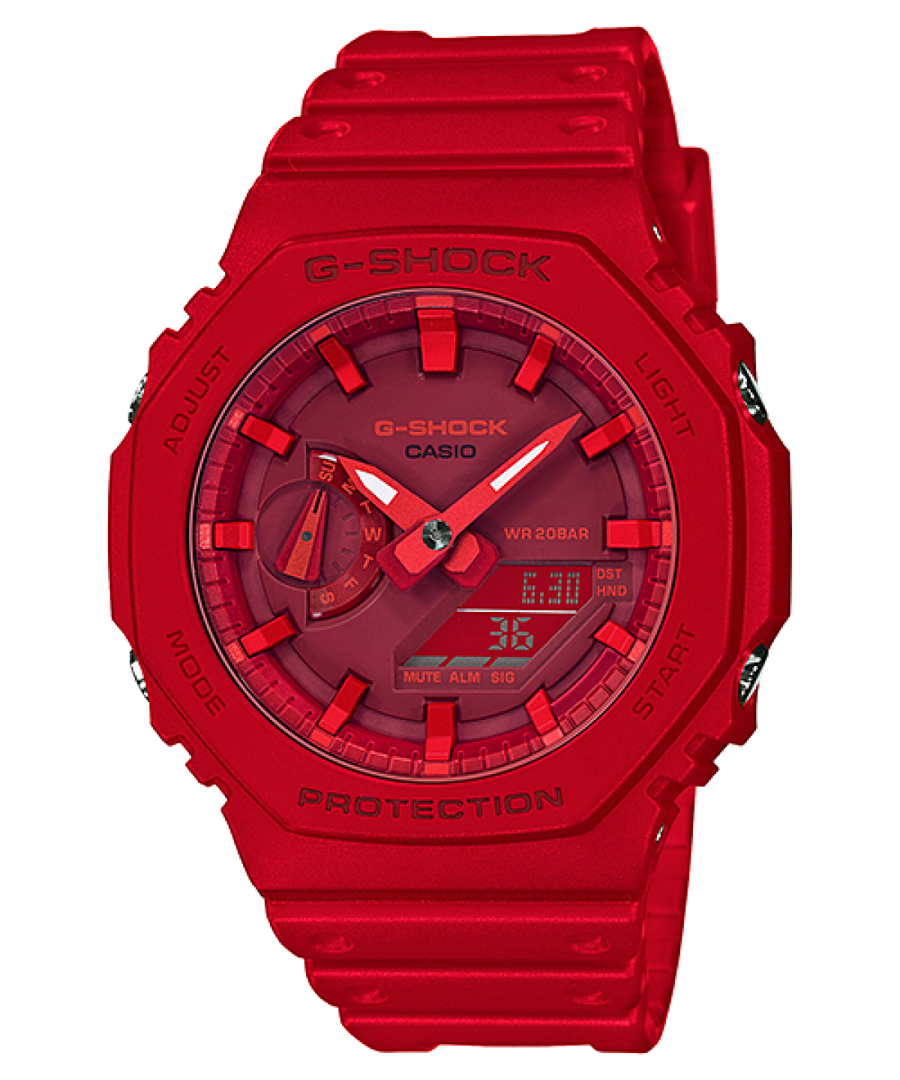Casio G-shock classic GA-2100-4AER - cinturino e cassa resina rossa - quadrante multifunzione rosso