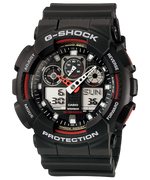 Load image into Gallery viewer, Casio G-shock classic GA-100-1A4ER - cinturino e cassa resina nera - quadrante multifunzione nero con dettagli rossi
