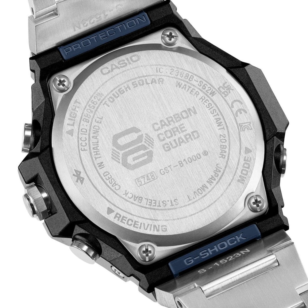 Casio G-steel GST-B1000D-2AER - bracciale e cassa acciaio - quadrante blu multifunzione - fondello
