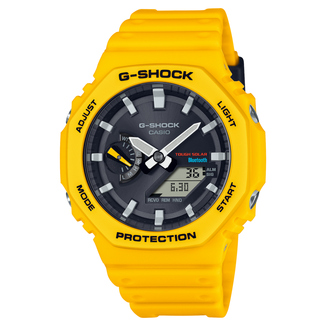 Casio G-shock GA-B2100C-9AER - bracciale e cassa resina gialla - quadrante nero multifunzione