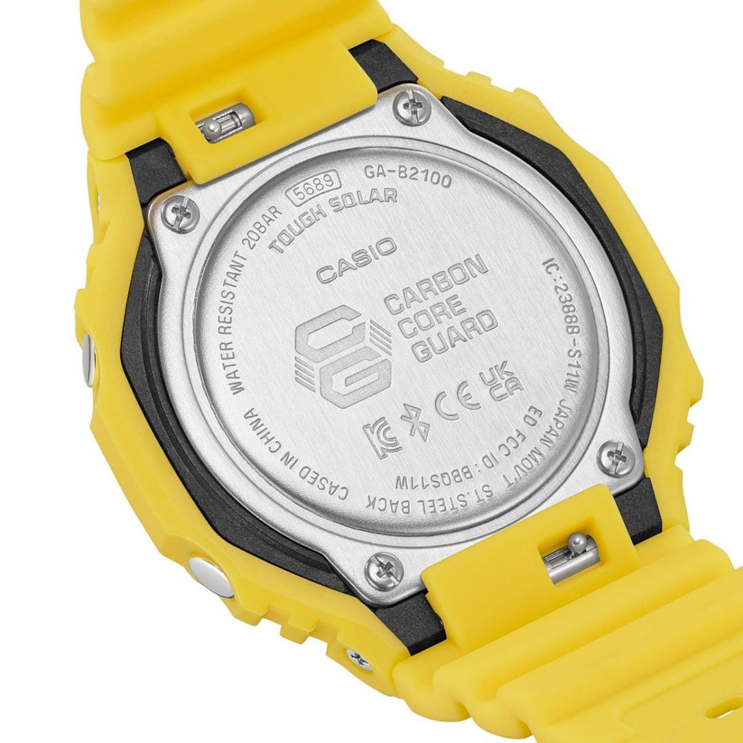 Casio G-shock GA-B2100C-9AER - bracciale e cassa resina gialla - quadrante nero multifunzione - fondello