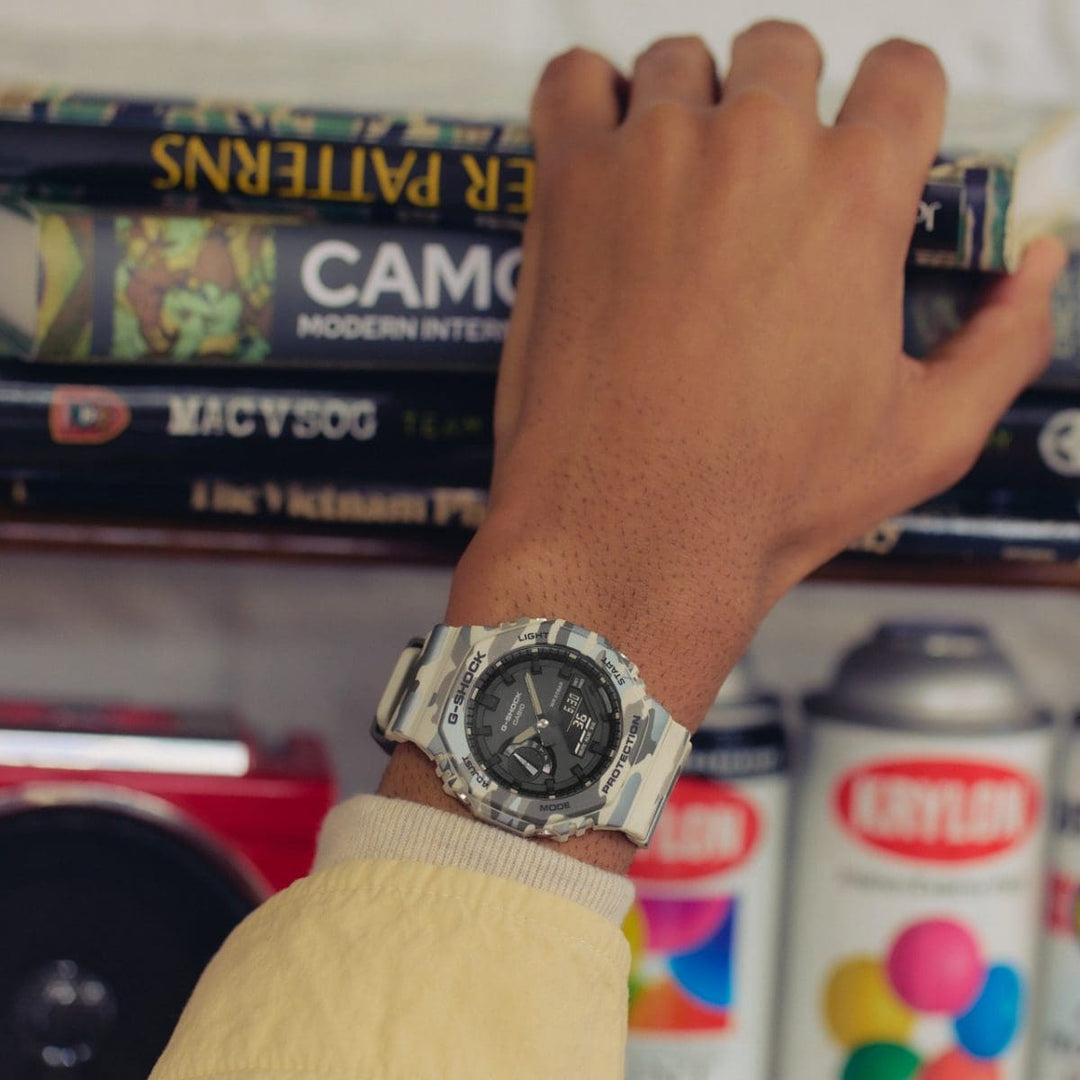 Casio G-shock GA-2100CM-5AER - cinturino e cassa resina militare - quadrante nero multifunzione