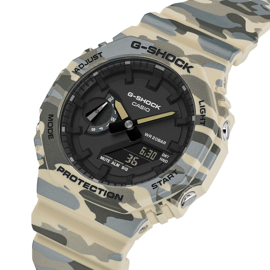 Casio G-shock GA-2100CM-5AER - cinturino e cassa resina militare - quadrante nero multifunzione