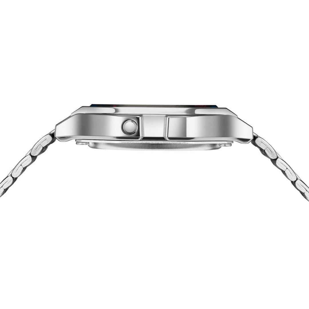 Casio Iconic A159WE-1EF - bracciale acciaio - cassa resina grigia - quadrante nero multifunzione