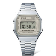 Casio Vintage A168WA-8AYES - cinturino acciaio - cassa resina grigia - quadrante grigia multifunzione