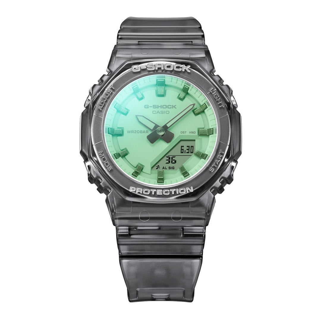 Casio GMA-P2100 GMA-P2100SR-1AER - cassa e cinturino resina grigia trasparente - quadrante verde multifunzione
