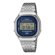 Casio Vintage A140WE-2AEF - cassa resina grigia - bracciale acciaio - quadrante blu sunray multifunzione