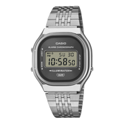Casio Vintage A140WE-8AEF - cassa resina grigia - bracciale acciaio - quadrante grigio sunray multifunzione