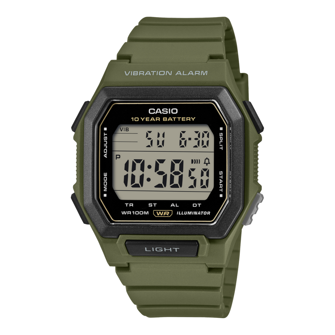 Casio W-738 W-738H-3AVEF - cassa e cinturino in resina verde scuro - quadrante digitale