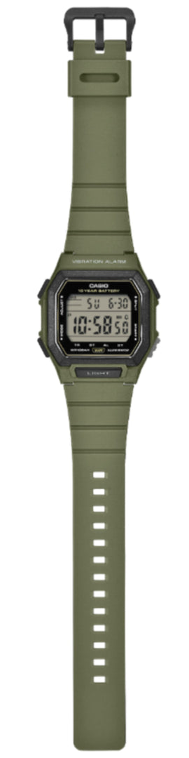 Casio W-738 W-738H-3AVEF - cassa e cinturino in resina verde scuro - quadrante digitale