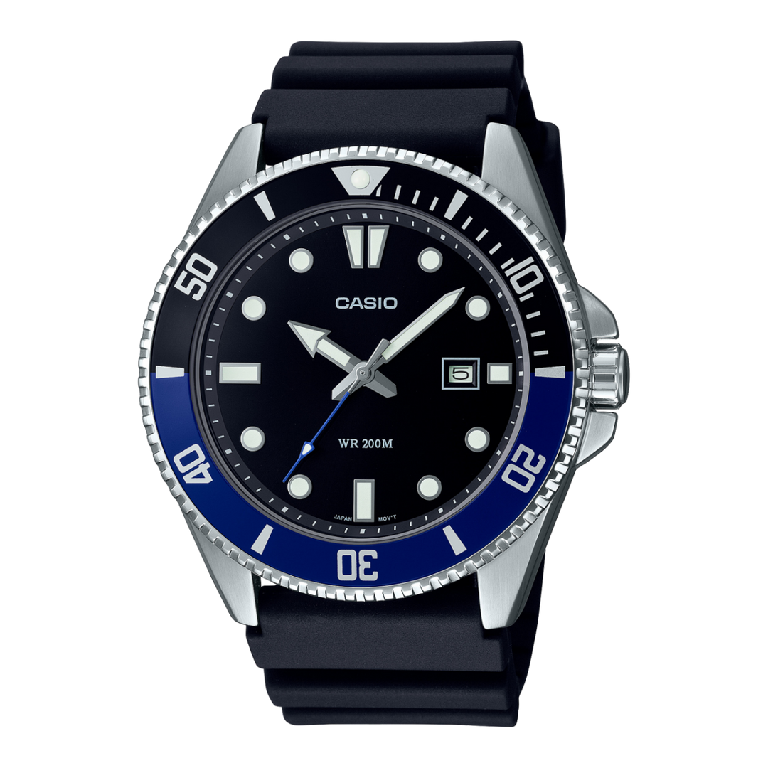 Casio MDV-100 MDV-107-1A2V - cassa acciaio - cinturino resina nera - quadrante nero con datario