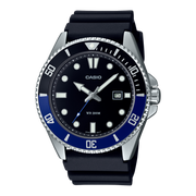 Casio MDV-100 MDV-107-1A2V - cassa acciaio - cinturino resina nera - quadrante nero con datario