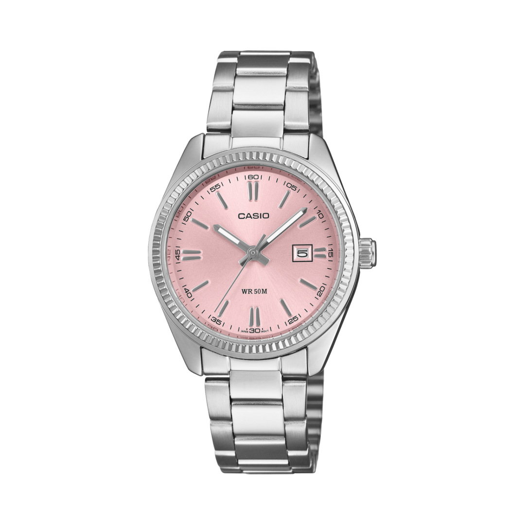 Casio LTP-1302 LTP-1302PD-4AVEF - cassa e bracciale acciaio - quadrante rosa con datario