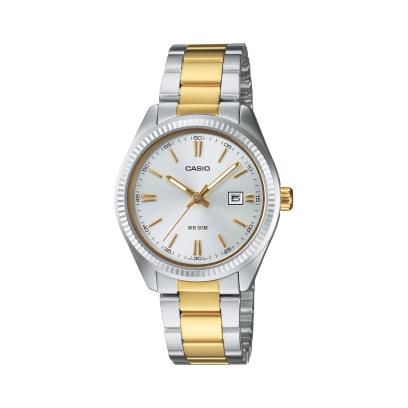 Casio LTP-1302 LTP-1302PSG-7AVEF - cassa acciaio - bracciale acciaio/oro giallo - quadrante argento
