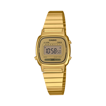 Casio Vintage LA670WEGA-9EF - bracciale, cassa e quadrante digitale oro