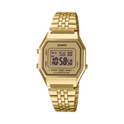 Casio Vintage LA680WEGA-9ER - bracciale acciaio dorato - cassa resina oro - quadrante digitale oro