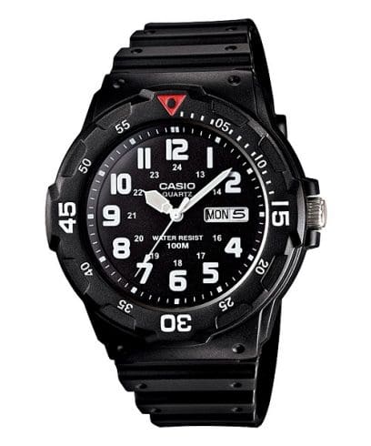 Casio MRW-200 MRW-200H-1BVEG - cinturino, cassa e quadrante neri - datario