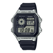 Casio AE-1000 AE-1200WH-1CVEF - cinturino e quadrante neri - cassa grigia 