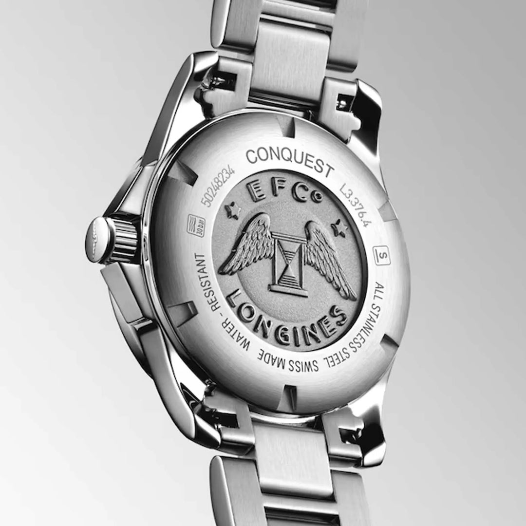 Longines Conquest L3.376.4.76.6 - cassa e bracciale acciaio - quadrante argento con datario