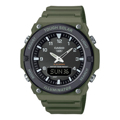 Casio AQ-S800 AQ-S820W-3BVEF - cinturino e cassa verdi militare - quadrante e ghiera grigio scuro