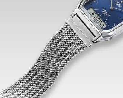 Casio Edgy AQ-230 AQ-230EM-2AEF - bracciale e cassa grigi - quadrante blu