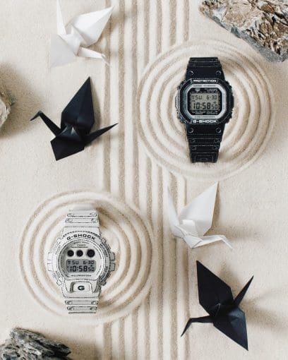 Casio G-shock Serie 5600 DW-5600RGM-1ER - cinturino e cassa neri con dettagli bianchi - quadrante digitale nero