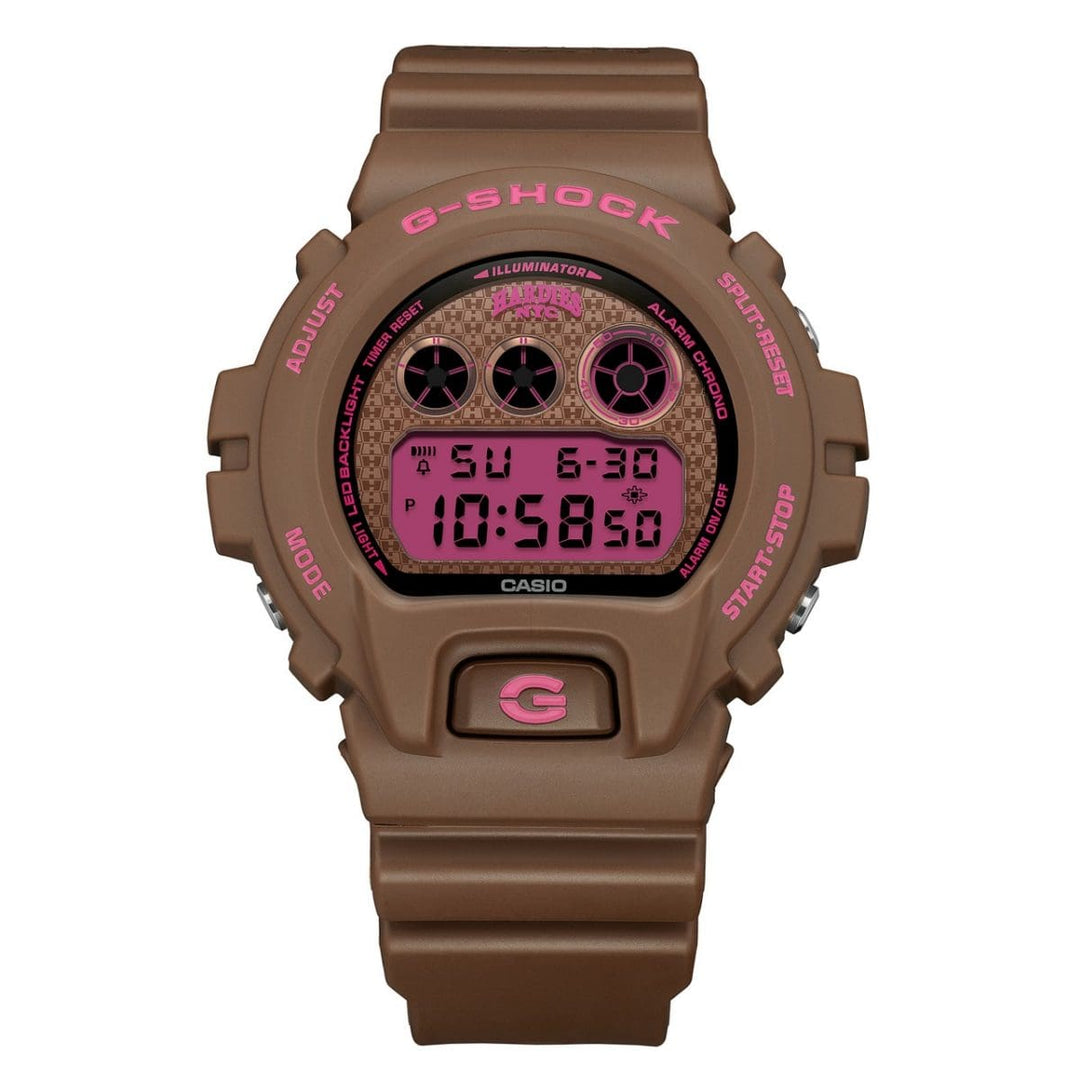 Casio G-shock x Hardies NYC DW-6900HH-5ER - cinturino, cassa e quadrante marroni con dettagli rosa