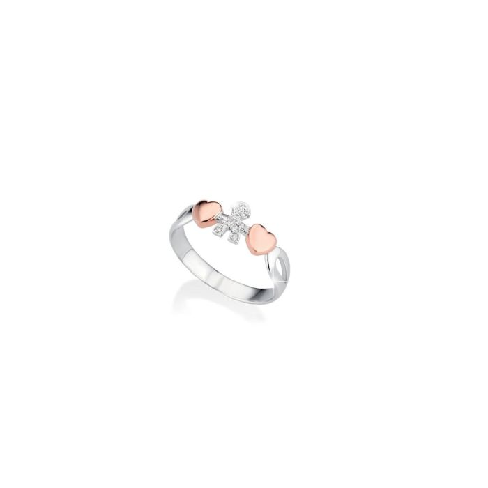 Anello con sagoma bimbo in Oro Bianco e Diamanti