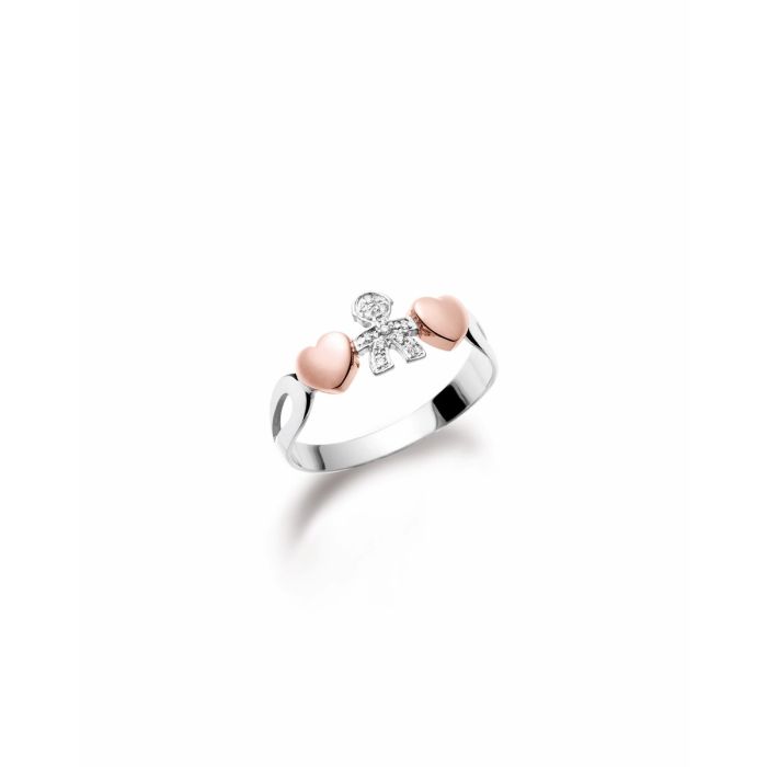 Anello con sagoma bimbo in Oro Bianco e Diamanti