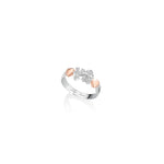 Load image into Gallery viewer, Anello con sagome Bimbo e Bimba in Oro Bianco e Diamanti