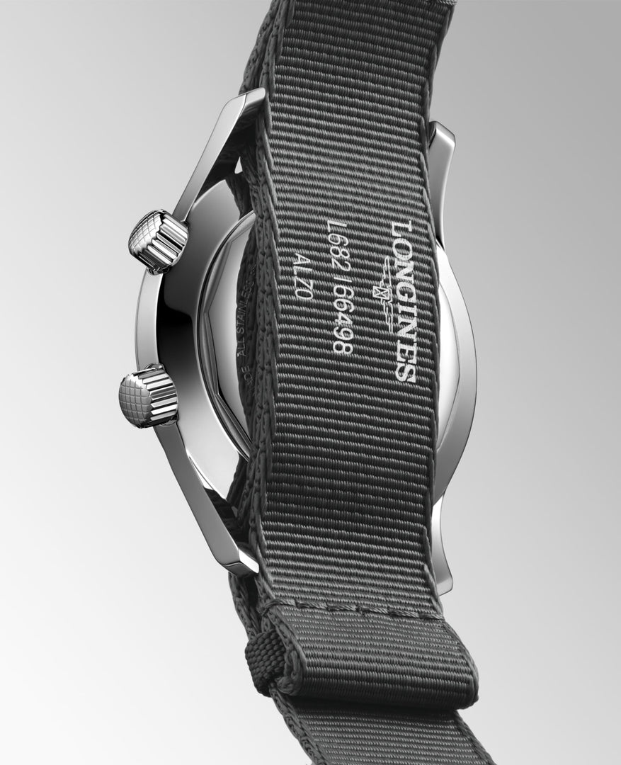 Longines Legend Diver L3.774.4.70.2 - cassa acciaio - cinturino tessuto nero - quadrante grigio/nero con datario