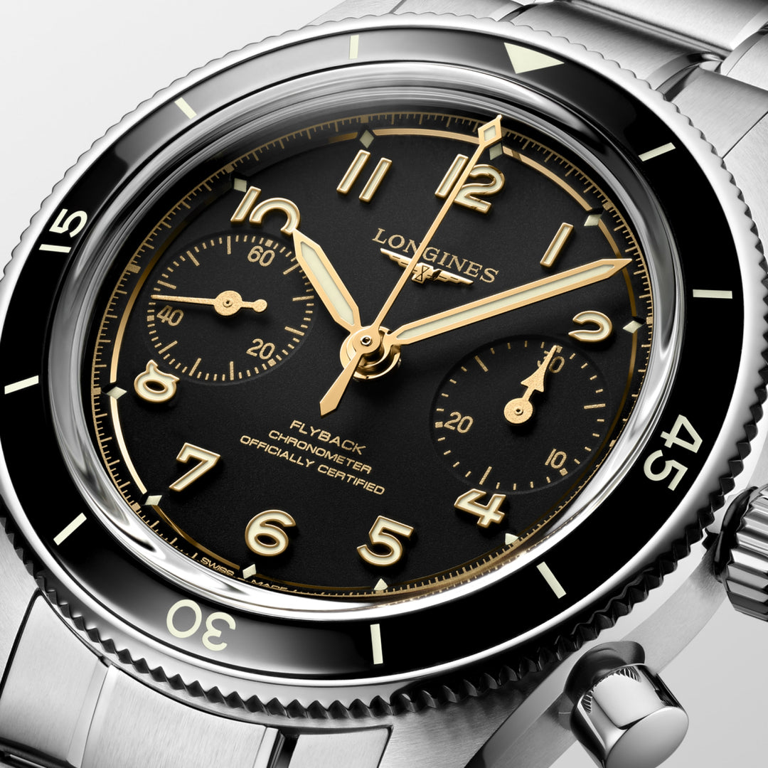 Longines Spirit Pilot Flyback L3.721.4.53.6 - bracciale e cassa acciaio - quadrante nero con funzione flyback