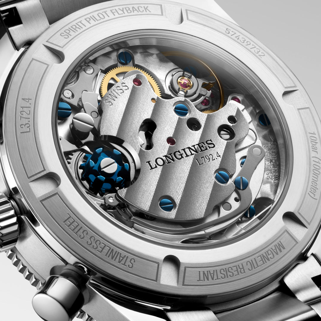 Longines Spirit Pilot Flyback L3.721.4.53.6 - bracciale e cassa acciaio - quadrante nero con funzione flyback
