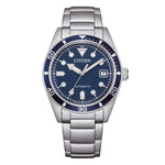 Load image into Gallery viewer, Citizen Marine Mechanical 38mm NJ0228-51L - bracciale e cassa acciaio - quadrante blu con datario