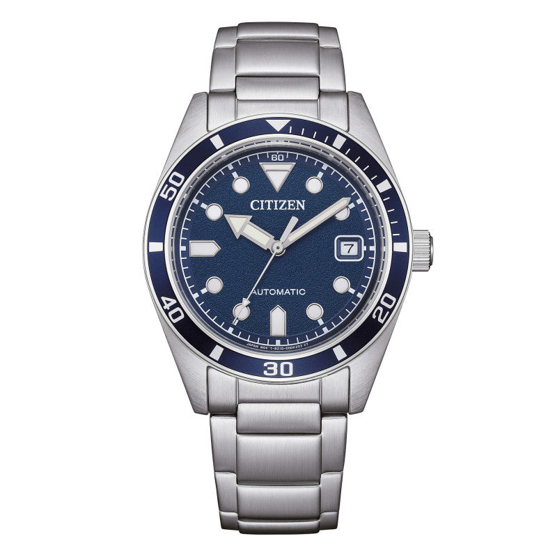 Citizen Marine Mechanical 38mm NJ0228-51L - bracciale e cassa acciaio - quadrante blu con datario