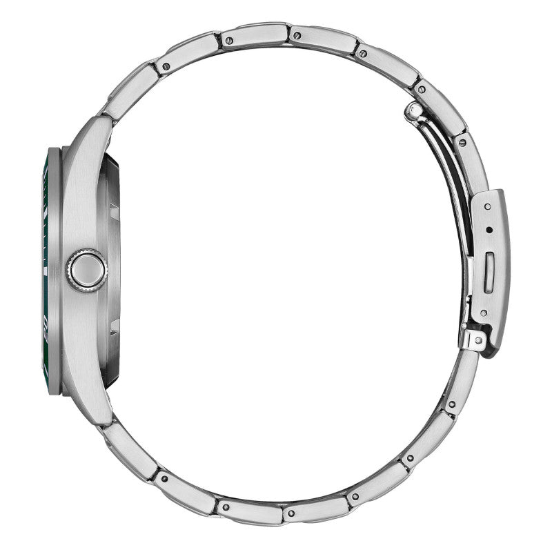 Citizen Marine Mechanical 38mm NJ0220-52X - bracciale e cassa acciaio - quadrante verde scuro con datario