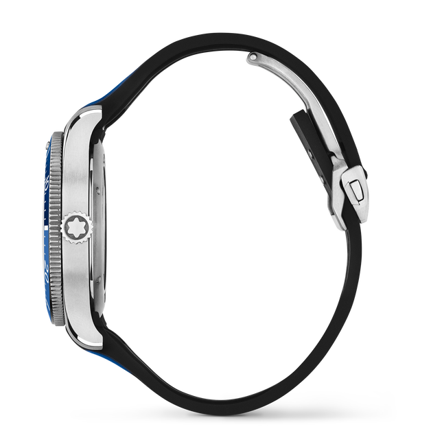 Montblanc Iced Sea Automatic Date 129370 - cinturino, quadrante e ghiera blu - cassa acciaio