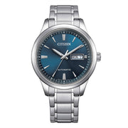 Citizen Meccanico Day Date NY4058-79L - bracciale e cassa acciaio - quadrante blu con datario