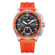 Citizen Promaster WaveTracker JV3000-13E - cassa acciaio - cinturino caucciù arancione - quadrante nero con calendario perpetuo