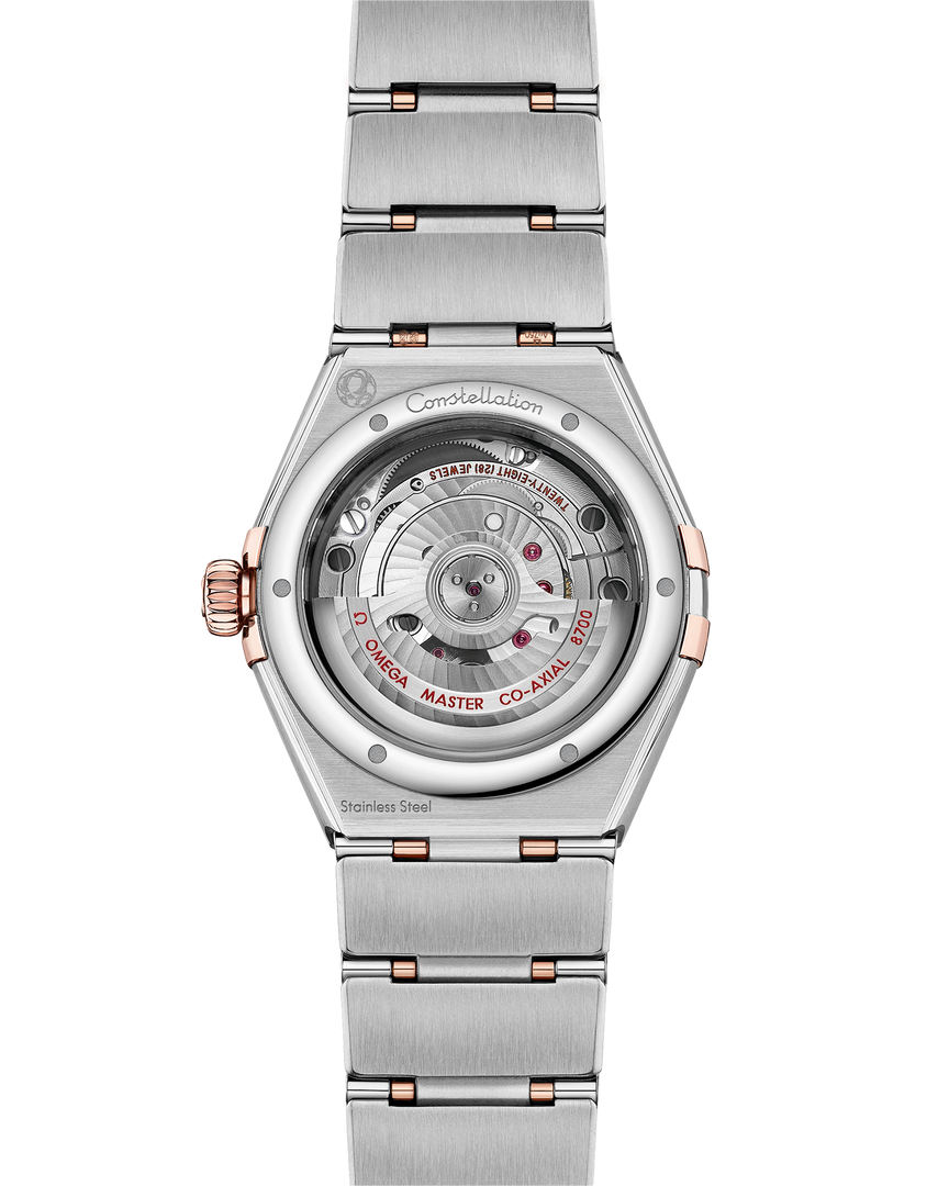 Cassa da 29 mm in acciaio inossidabile con lunetta liscia in acciaio e bracciale integrato in acciaio inox lucido e satinato
