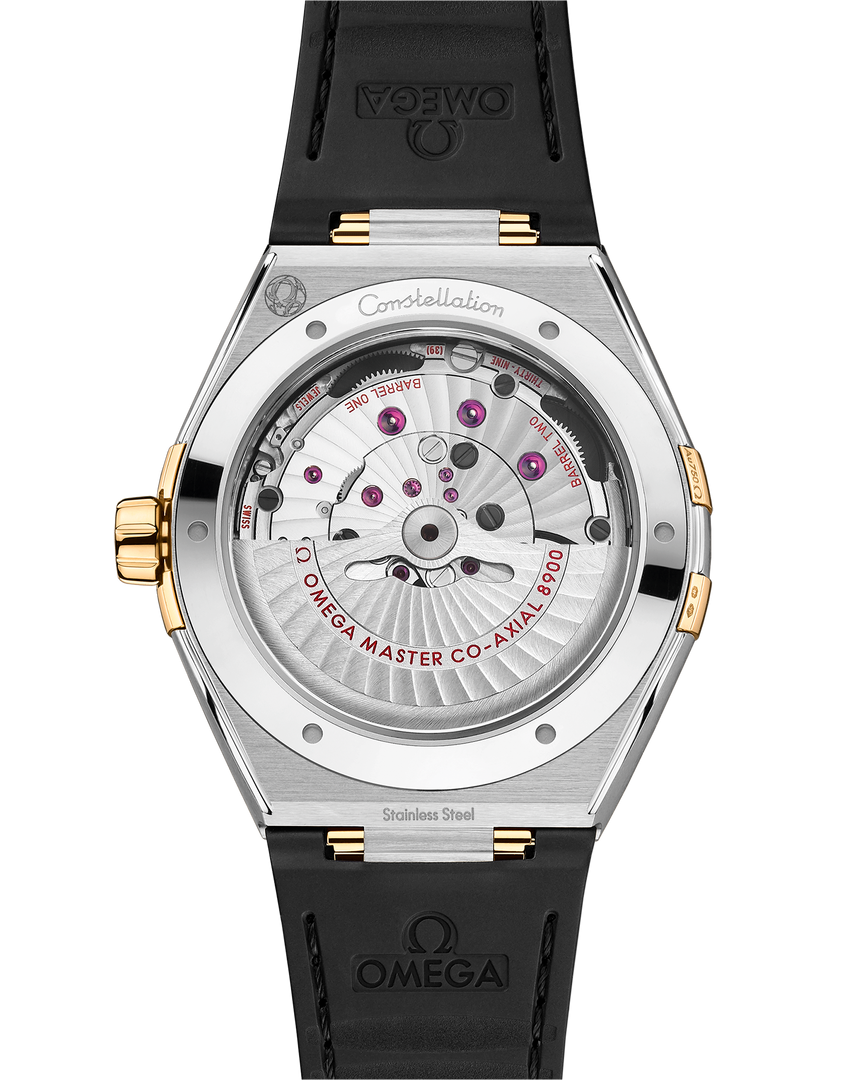 Cassa da 41 mm in acciaio inossidabile e oro giallo con finiture lucide e satinate, bracciale integrato bicolore acciaio/oro