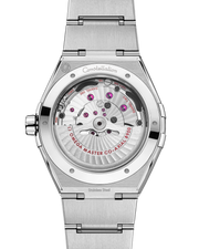 Cassa in acciaio inox da 41 mm con lunetta in ceramica blu e bracciale integrato in acciaio inox lucido e satinato