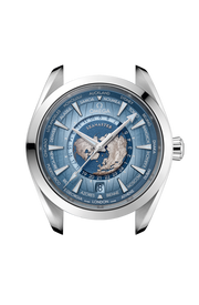 Profilo laterale della cassa in acciaio lucido e spazzolato da 43 mm con vetro zaffiro bombato antiriflesso.