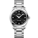 Load image into Gallery viewer, Quadrante nero laccato sunburst dell’Omega Seamaster Aqua Terra 150M Quartz 28 mm modello 220.10.28.60.51.001.
