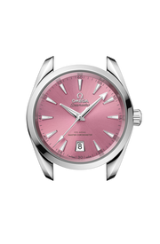 Cassa simmetrica da 38 mm in acciaio inossidabile lucido con corona a vite, lunetta liscia e bracciale integrato in acciaio inox lucido e satinato con maglie rotonde