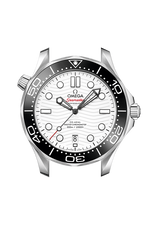 Load image into Gallery viewer, Lunetta unidirezionale in ceramica blu con scala a tema regata e profilo laterale della cassa in acciaio inox da 42 mm.
