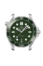Load image into Gallery viewer, Lunetta in ceramica verde con scala graduata in smalto bianco e profilo laterale della cassa in acciaio.
